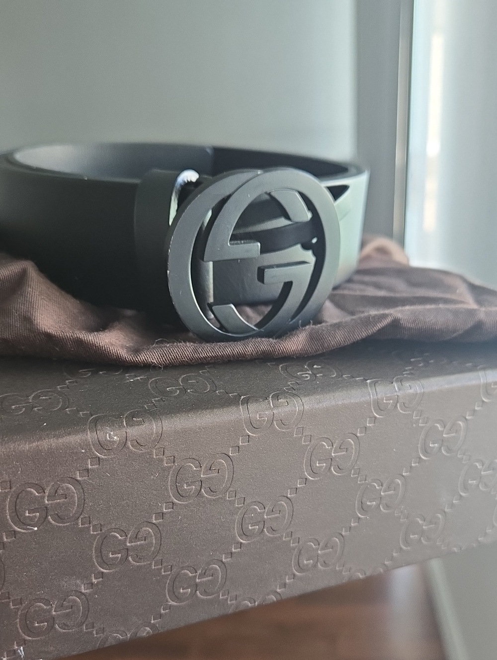 Gucci Matte Black Interlocking G Belt